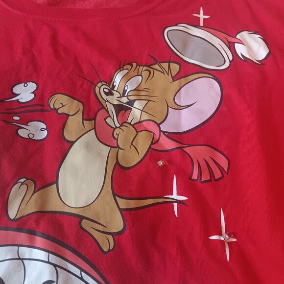 Tom and Jerry Light up Ugly Christmas pullover Sweater Red Graphic Print M/L - Picture 9 of 9